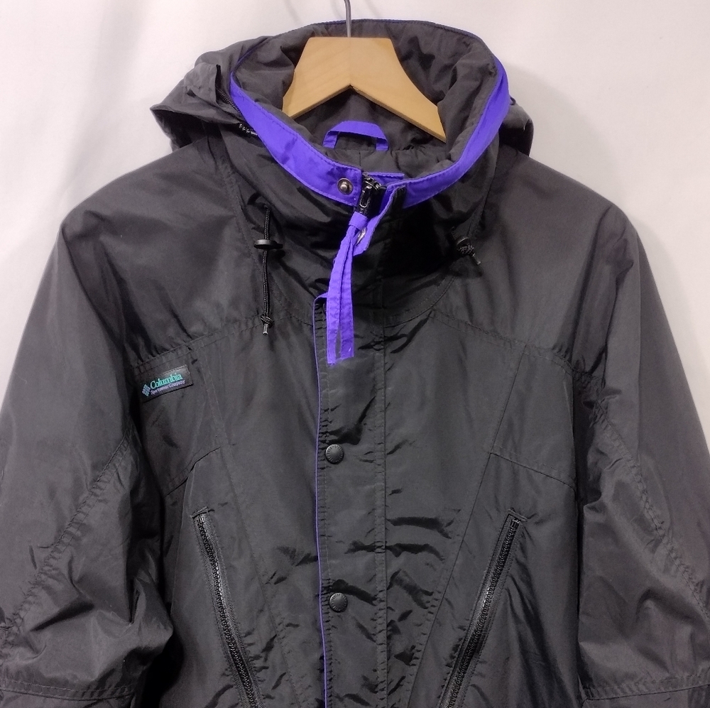 Vintage 90s Columbia Powder Keg Anorak Jacket Mens M Black Outdoor Y2K Retro - Picture 2 of 12